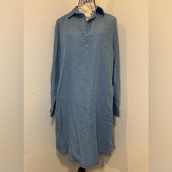 Como Vintage Denim Blue Long Sleeve Shirt Dress - Picture 6 of 11